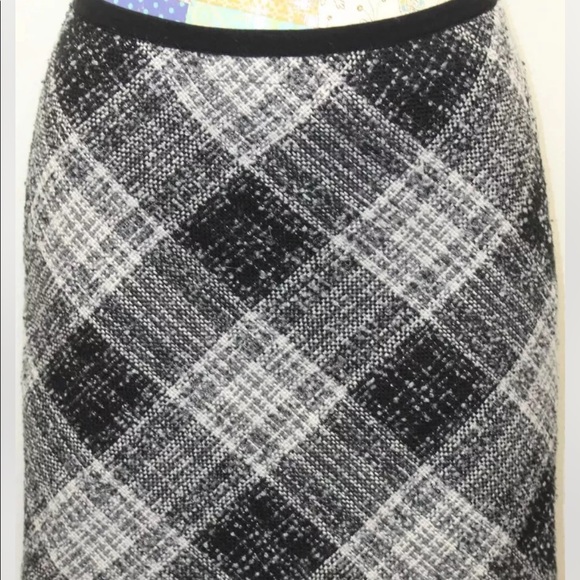 Kensie Wool Mini Skirt Tweed Skirt Women Sz 2 Waist 26 Grey/ Black Tartan Plaid - Picture 2 of 9